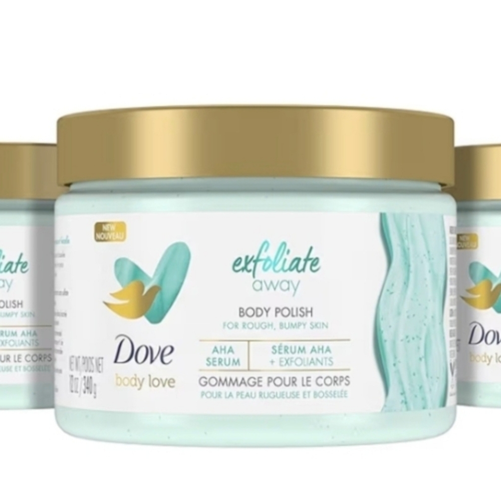 Dove Exfoliate Away Body Polish in Light Aqua - Gentle AHA Scrub